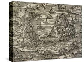 Naval Battle Near Le Pignon Island-Andre Thevet-Stretched Canvas