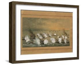 Naval Battle of Lissa Between Italy and Austria, Off Croatian Coast by Bongianini, 1866-null-Framed Giclee Print