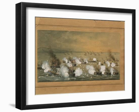 Naval Battle of Lissa Between Italy and Austria, Off Croatian Coast by Bongianini, 1866-null-Framed Giclee Print