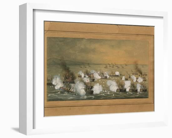 Naval Battle of Lissa Between Italy and Austria, Off Croatian Coast by Bongianini, 1866-null-Framed Giclee Print