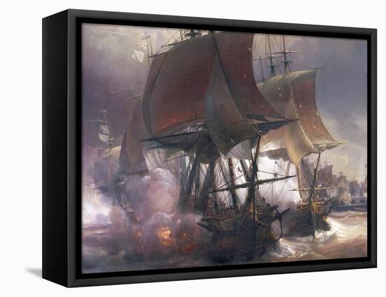 Naval Battle of Ouessant Between French and British Fleets, July 27, 1778-Theodore Gudin-Framed Stretched Canvas