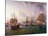 Naval Battle of Port Praya Between British and French Fleets Off Island of Santiago, Cape Verde-Pierre-Julien Gilbert-Stretched Canvas