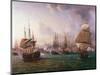 Naval Battle of Port Praya Between British and French Fleets Off Island of Santiago, Cape Verde-Pierre-Julien Gilbert-Mounted Premium Giclee Print