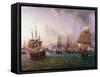 Naval Battle of Port Praya Between British and French Fleets Off Island of Santiago, Cape Verde-Pierre-Julien Gilbert-Framed Stretched Canvas