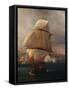 Naval Battle of Port Praya Between British and French Fleets Off Island of Santiago-null-Framed Stretched Canvas