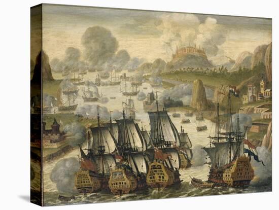 Naval Battle of Vigo Bay, 23 October 1702, from the War of the Spanish Succession, c.1705-Dutch School-Stretched Canvas