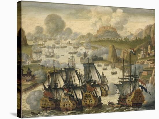 Naval Battle of Vigo Bay, 23 October 1702, from the War of the Spanish Succession, c.1705-Dutch School-Stretched Canvas