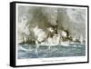 Naval Battle Santiago-Willy Stower-Framed Stretched Canvas