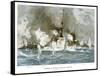 Naval Battle Santiago-Willy Stower-Framed Stretched Canvas