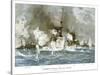 Naval Battle Santiago-Willy Stower-Stretched Canvas