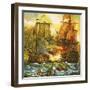 Naval Battle-English School-Framed Giclee Print