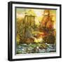 Naval Battle-English School-Framed Giclee Print