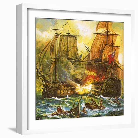 Naval Battle-English School-Framed Giclee Print