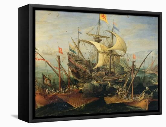 Naval Battle-Abraham Storck-Framed Stretched Canvas