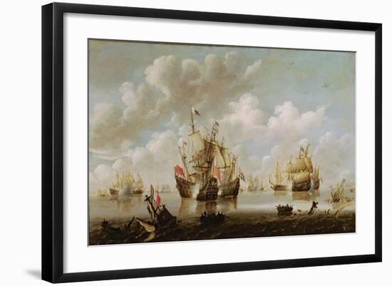 Naval Battle-Willem Van De, The Younger Velde-Framed Giclee Print