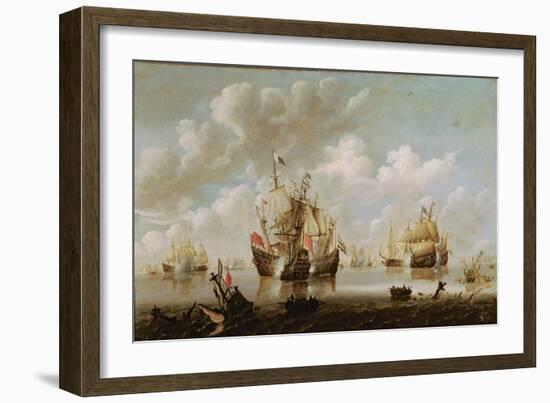 Naval Battle-Willem Van De, The Younger Velde-Framed Giclee Print