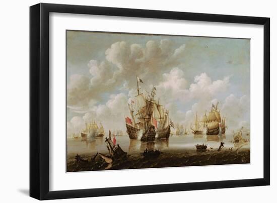 Naval Battle-Willem Van De, The Younger Velde-Framed Giclee Print