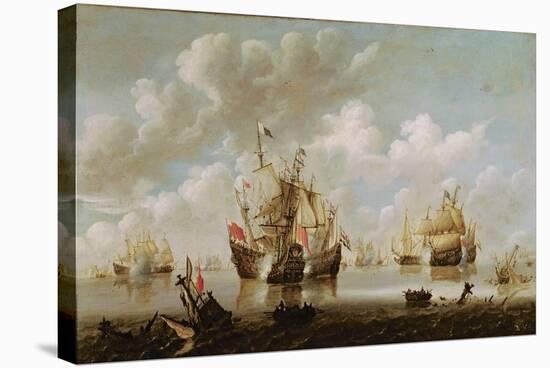 Naval Battle-Willem Van De, The Younger Velde-Stretched Canvas