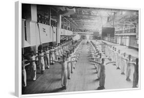 Naval Cadets Exercise in Large Hangar in their Calisthenics-null-Framed Art Print