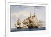 Naval Combat Between French Frigate Amazone and English One Santa Margherita During Campaign in Ame-null-Framed Giclee Print