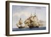 Naval Combat Between French Frigate Amazone and English One Santa Margherita During Campaign in Ame-null-Framed Giclee Print