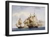 Naval Combat Between French Frigate Amazone and English One Santa Margherita During Campaign in Ame-null-Framed Giclee Print