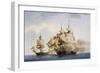 Naval Combat Between French Frigate Amazone and English One Santa Margherita During Campaign in Ame-null-Framed Giclee Print