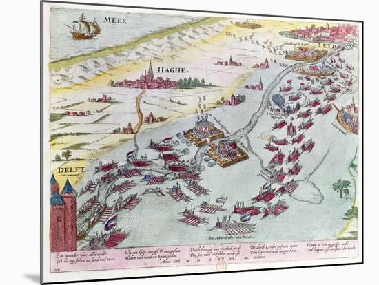 Naval Combat Off the Coast of the Hague Naval Between the Beggars of the Sea and Spanish in 1573-Franz Hogenberg-Mounted Giclee Print