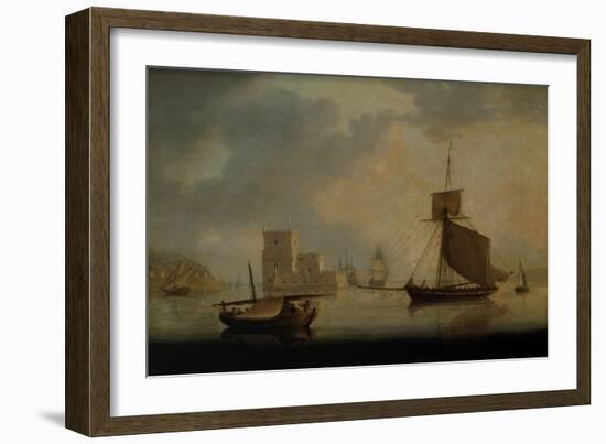 Naval Cutter by Belem Tower at the Mouth of the Tagus-William Anderson-Framed Giclee Print