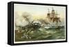 Naval Duel Between the Constitution and Guerriere-North American-Framed Stretched Canvas