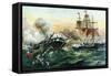 Naval Duel Between the Frigate USS Constitution and the British Ship Guerriere, War of 1812-null-Framed Stretched Canvas
