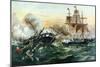 Naval Duel Between the Frigate USS Constitution and the British Ship Guerriere, War of 1812-null-Mounted Giclee Print
