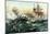 Naval Duel Between the Frigate USS Constitution and the British Ship Guerriere, War of 1812-null-Mounted Giclee Print