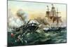 Naval Duel Between the Frigate USS Constitution and the British Ship Guerriere, War of 1812-null-Mounted Giclee Print