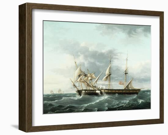 Naval Engagement Between Uss Wasp and Hms Frolic, C.1815-Thomas Birch-Framed Giclee Print