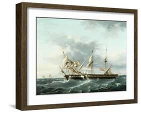 Naval Engagement Between Uss Wasp and Hms Frolic, C.1815-Thomas Birch-Framed Giclee Print