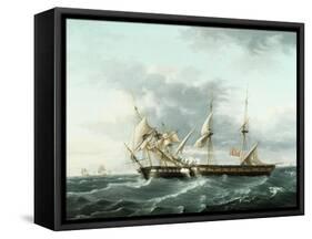 Naval Engagement Between Uss Wasp and Hms Frolic, C.1815-Thomas Birch-Framed Stretched Canvas
