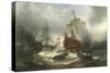 Naval Engagement-Francois Musin-Stretched Canvas