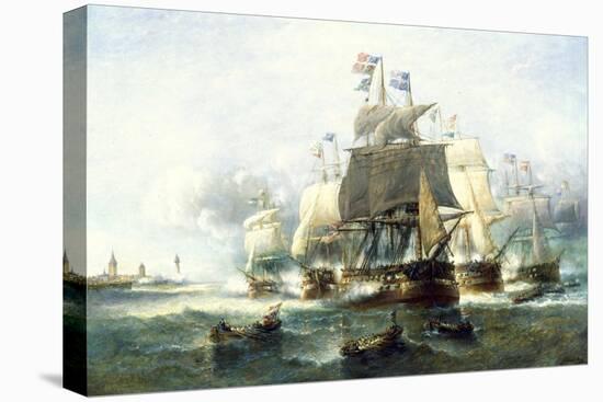 Naval Engagement-Francois Musin-Stretched Canvas