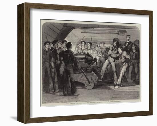 Naval Instruction on Board HMS the Britannia, Portsmouth, Lessons in Gunnery-Matthew "matt" Somerville Morgan-Framed Giclee Print