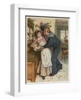 Naval Manoeuvres!, a Sailor and His Girl Under the Mistletoe-William Small-Framed Art Print