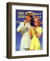 "Naval Officer & Redhead," Saturday Evening Post Cover, February 8, 1941-McClelland Barclay-Framed Giclee Print