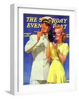 "Naval Officer & Redhead," Saturday Evening Post Cover, February 8, 1941-McClelland Barclay-Framed Giclee Print