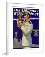 "Naval Officer," Saturday Evening Post Cover, February 24, 1934-Edgar Franklin Wittmack-Framed Giclee Print