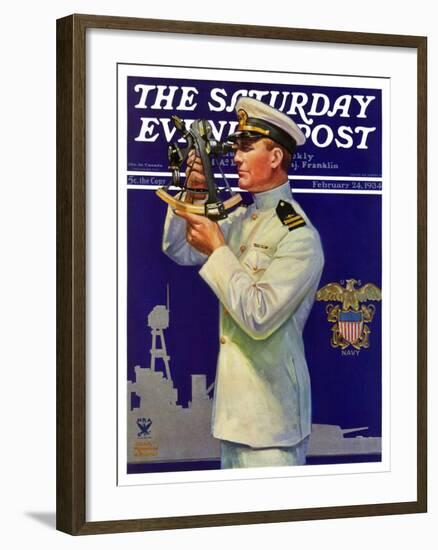 "Naval Officer," Saturday Evening Post Cover, February 24, 1934-Edgar Franklin Wittmack-Framed Giclee Print