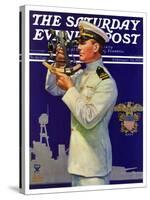 "Naval Officer," Saturday Evening Post Cover, February 24, 1934-Edgar Franklin Wittmack-Stretched Canvas