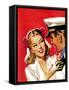 "Naval Officer & Woman," August 8, 1942-Jon Whitcomb-Framed Stretched Canvas