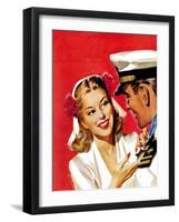 "Naval Officer & Woman," August 8, 1942-Jon Whitcomb-Framed Giclee Print