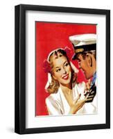 "Naval Officer & Woman," August 8, 1942-Jon Whitcomb-Framed Giclee Print