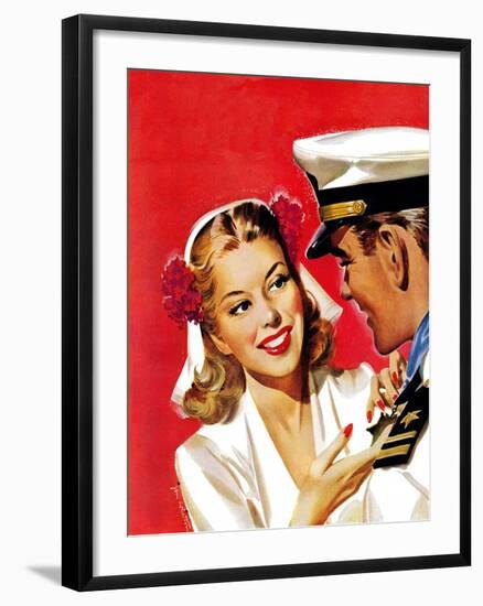 "Naval Officer & Woman," August 8, 1942-Jon Whitcomb-Framed Giclee Print